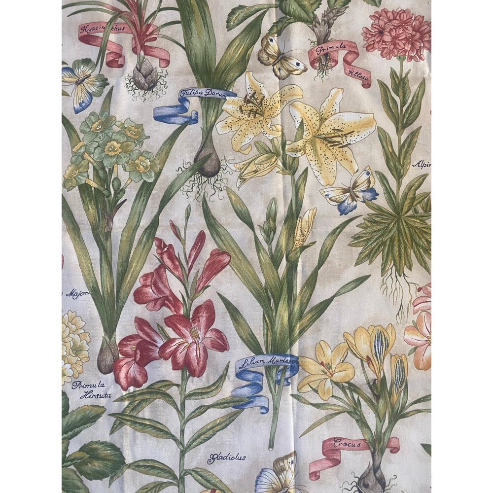 Western Textile Botanical Print fabric floral vintage swatch 24” x 54” wide